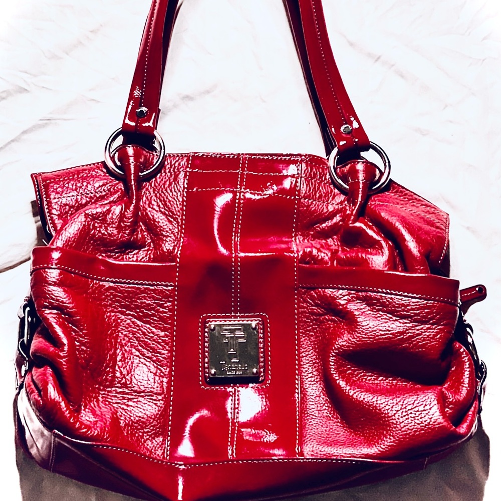 TIGNANELLO Red Leather Double Handle Shoulder Bag